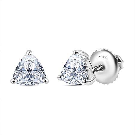 Luxuriant 950 Platinum SGL Certified Lab Grown Diamond (VS-E/F) Solitaire Stud Earrings with Screw Back 1.02 Ct.
