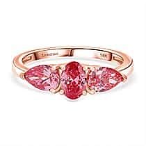 LUXURIANT 1.5 Ct. Lab Grown Pink Diamond Trilogy Ring in 14K Rose Gold, SGL Certified