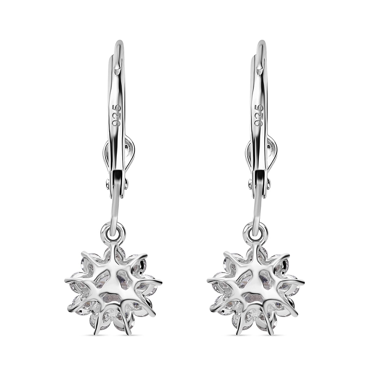 Luxuriant Diamond Lab Grown Diamond (SI and G to H) Lever Back Earrings in Platinum Overlay Sterling Silver Luxuriant Diamond Lab Grown Diamond (SI and G to H) Lever Back Earrings in Platinum Overlay Sterling Silver