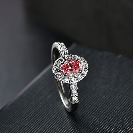 Luxuriant 950 Platinum SGL Certified Lab Grown Pink & (VS-GH) Lab Grown Diamond Halo Ring 1.00 Ct, Platinum Wt 4.50 Gms