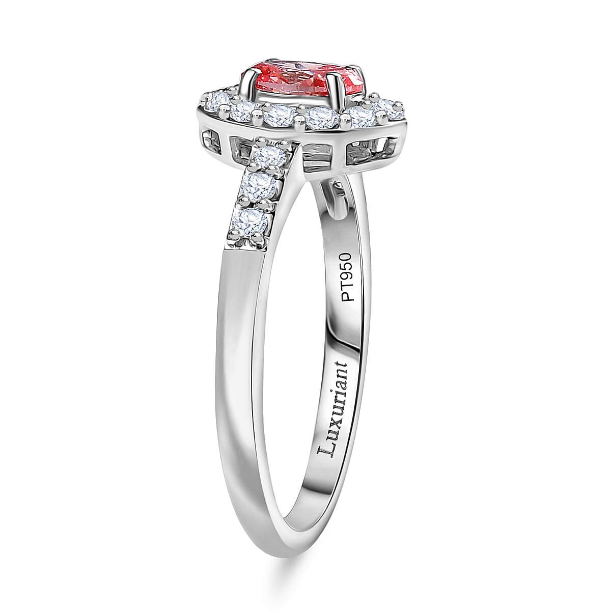 Luxuriant 950 Platinum SGL Certified Lab Grown Pink & (VS-GH) Lab Grown Diamond Ring 1.00 Ct.