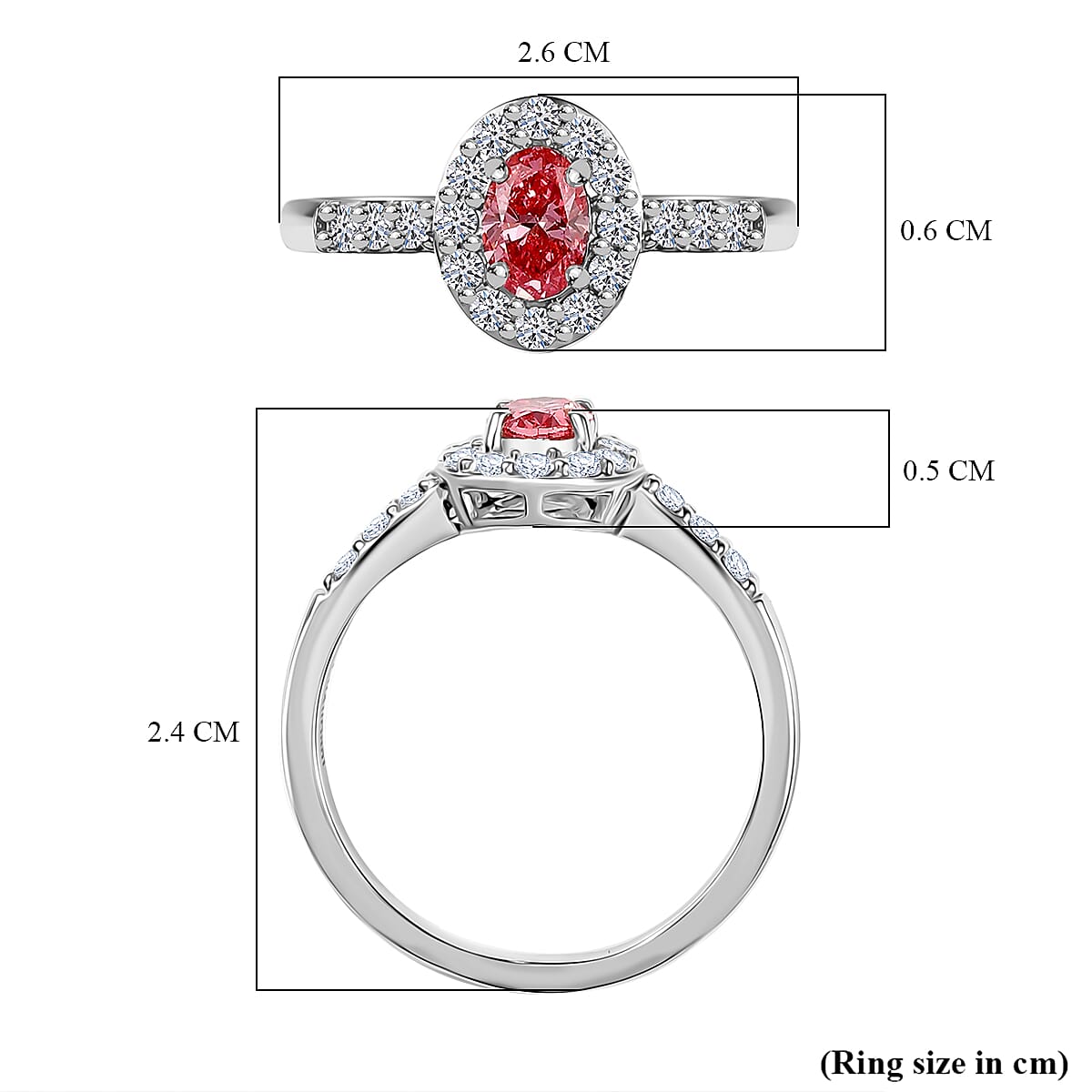 Luxuriant 950 Platinum SGL Certified Lab Grown Pink & (VS-GH) Lab Grown Diamond Ring 1.00 Ct.