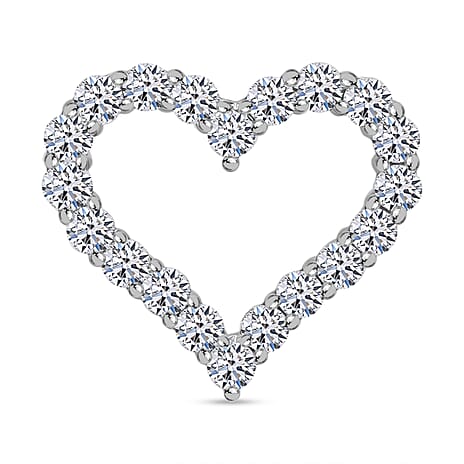 Valentines Day Special - Luxuriant Diamond Lab Grown Diamond (SI-GH) Heart Pendant in Platinum Overlay Sterling Silver 0.56 Ct.