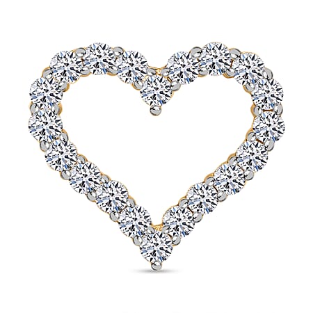 Valentines Day Special - Luxuriant Diamond Lab Grown Diamond (SI-GH) Heart Pendant in Vermeil Yellow Gold Plated Sterling Silver 0.56 Ct.