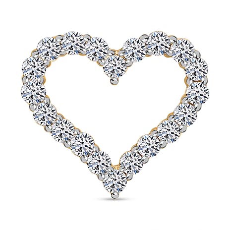 Valentines Day Special - Luxuriant Diamond Lab Grown Diamond (SI-GH) Heart Pendant in Vermeil Yellow Gold Plated Sterling Silver 0.56 Ct.