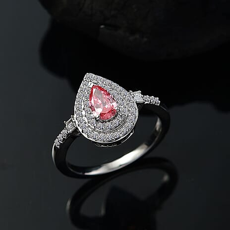 950 Platinum SGL Certified (VS-G-H) Lab Grown Pink Diamond Ring 1.03 Ct, Platinum Wt. 6.17 Gms.