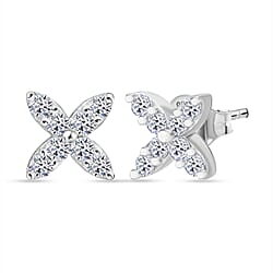 LUXURIANT Lab Grown Diamond Floral Earring with Push Back in Platinum Overlay Sterling Silver (SI-GH)