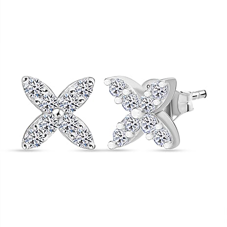 Luxuriant Diamond Lab Grown Diamond (SI-GH) Earring with Push Back in Platinum Overlay Sterling Silver