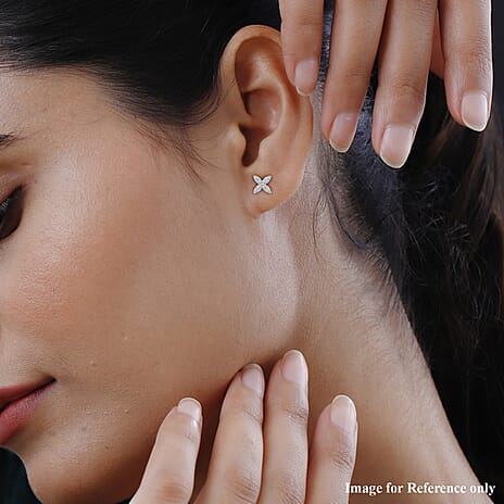 Luxuriant Diamond Lab Grown Diamond (SI-GH) Earring with Push Back in Platinum Overlay Sterling Silver