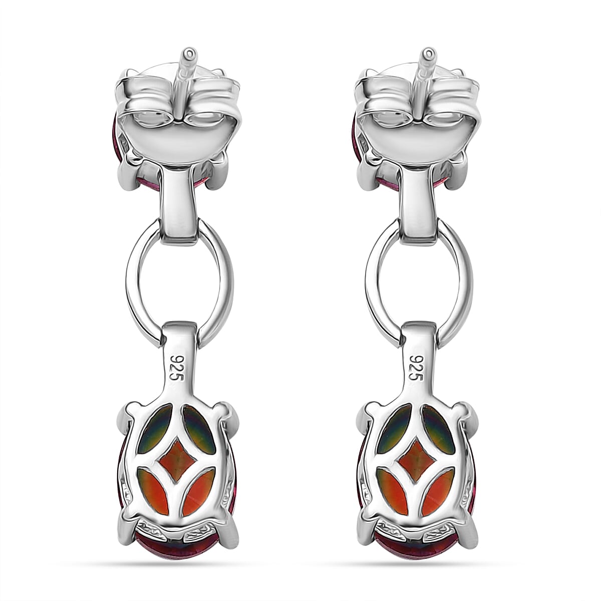 Galaxy Glow Nebula Quartz & White Zircon Dangling Earrings in Rhodium Overlay Sterling Silver 4.63 Ct.