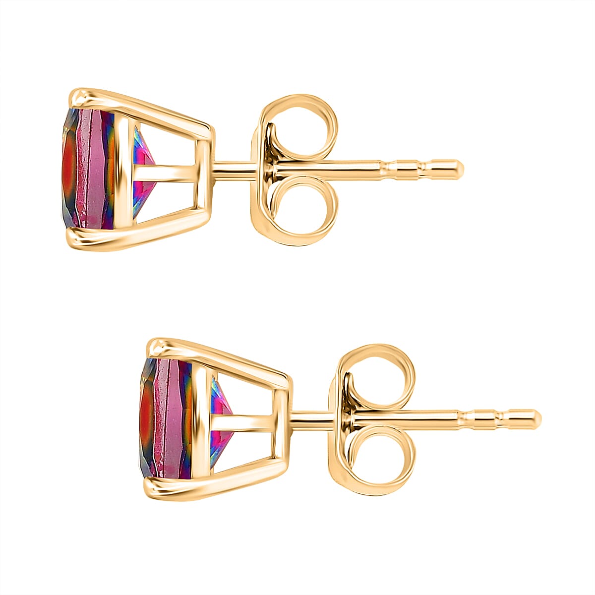 Nebula Quartz Doublet Cushion Push Back Earrings in 18K Vermeil Yellow Gold Plated Sterling Silver 3.16 Ct.