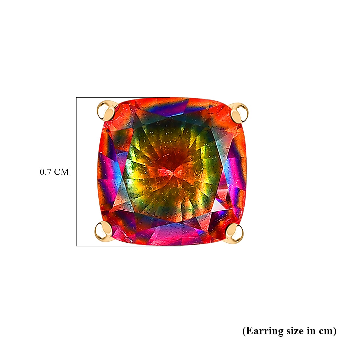 Nebula Quartz Doublet Cushion Push Back Earrings in 18K Vermeil Yellow Gold Plated Sterling Silver 3.16 Ct.