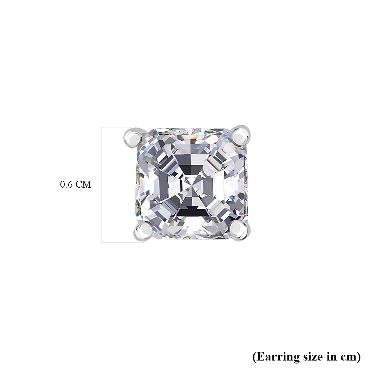 Asscher Cut Moissanite Solitaire Stud Push Back Earring in Rhodium Overlay Sterling Silver 1.38 Ct. Asscher Cut Moissanite Solitaire Stud Push Back Earring in Rhodium Overlay Sterling Silver 1.38 Ct.