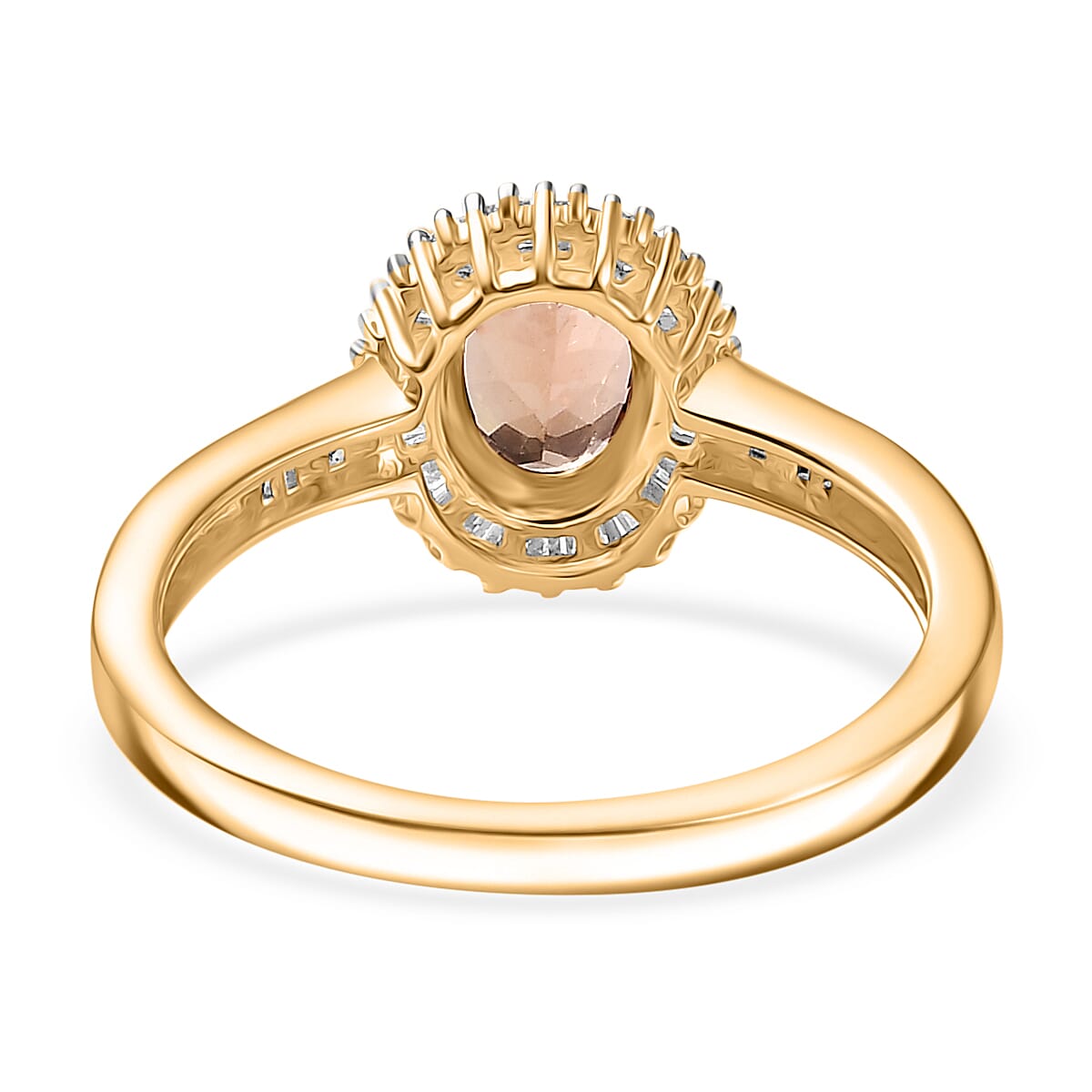 9K Yellow Gold Calabar Imperial Tourmaline & White Diamond Halo Ring 1.08 Ct. 9K Yellow Gold Calabar Imperial Tourmaline & White Diamond Halo Ring 1.08 Ct.