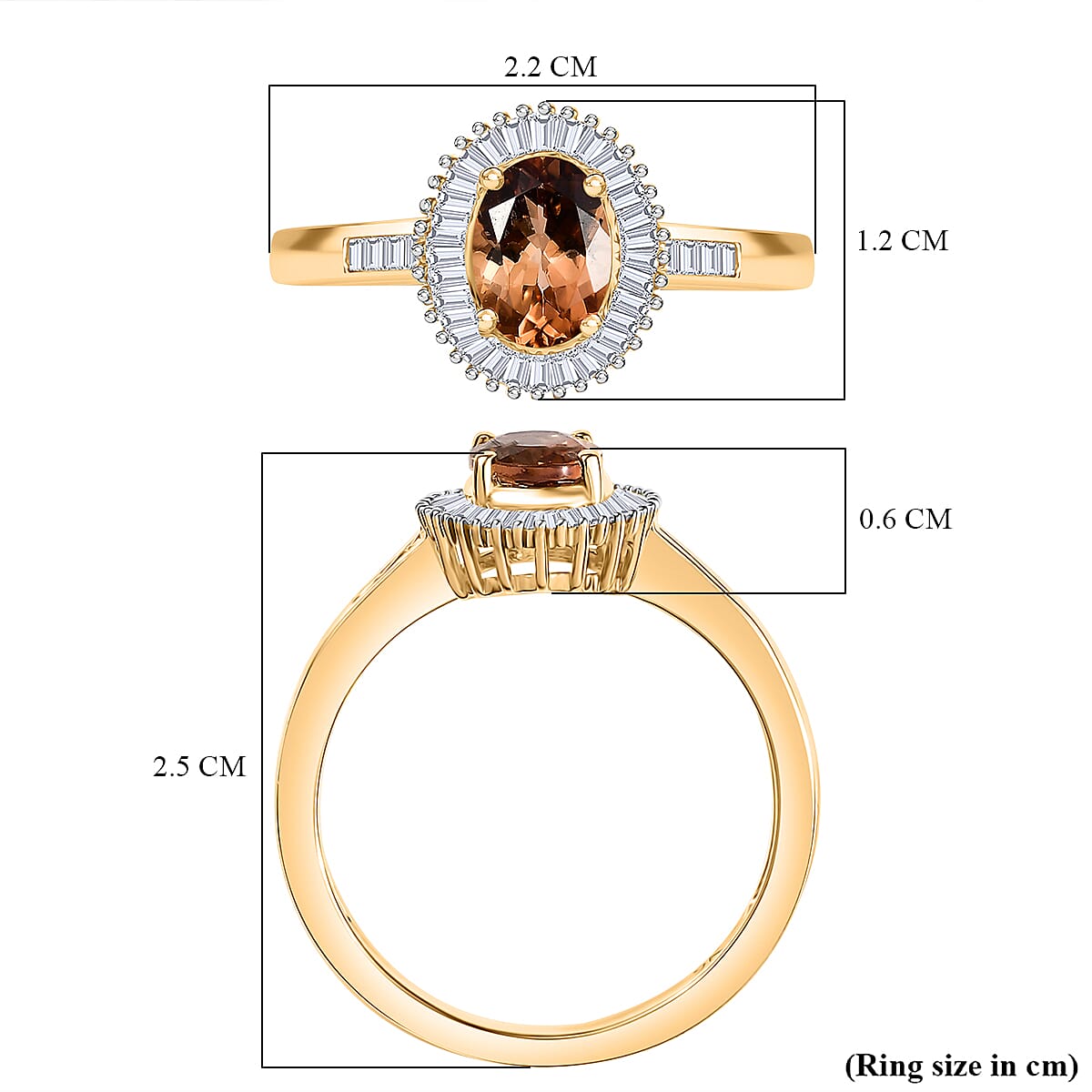 9K Yellow Gold Calabar Imperial Tourmaline & White Diamond Halo Ring 1.08 Ct. 9K Yellow Gold Calabar Imperial Tourmaline & White Diamond Halo Ring 1.08 Ct.