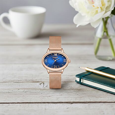 GAMAGES OF LONDON Limited Edition Graceful Diamond Swiss  Movement Water Resistant Ladies Watch - With Milanese Adjustable Strap - With 5 Year Warranty - Blue Dial