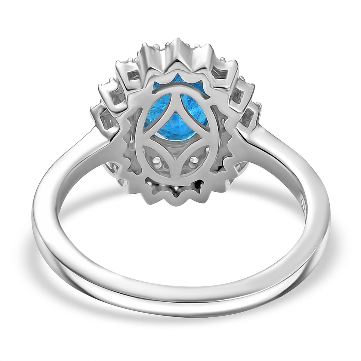 THE ELECTRIC JEWEL - Premium Neon Apatite & White Zircon Ring in Rhodium Overlay Sterling Silver 1.74 Ct.