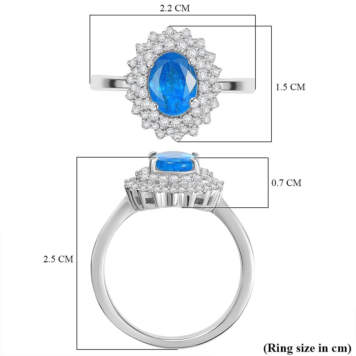 THE ELECTRIC JEWEL - Premium Neon Apatite & White Zircon Ring in Rhodium Overlay Sterling Silver 1.74 Ct.