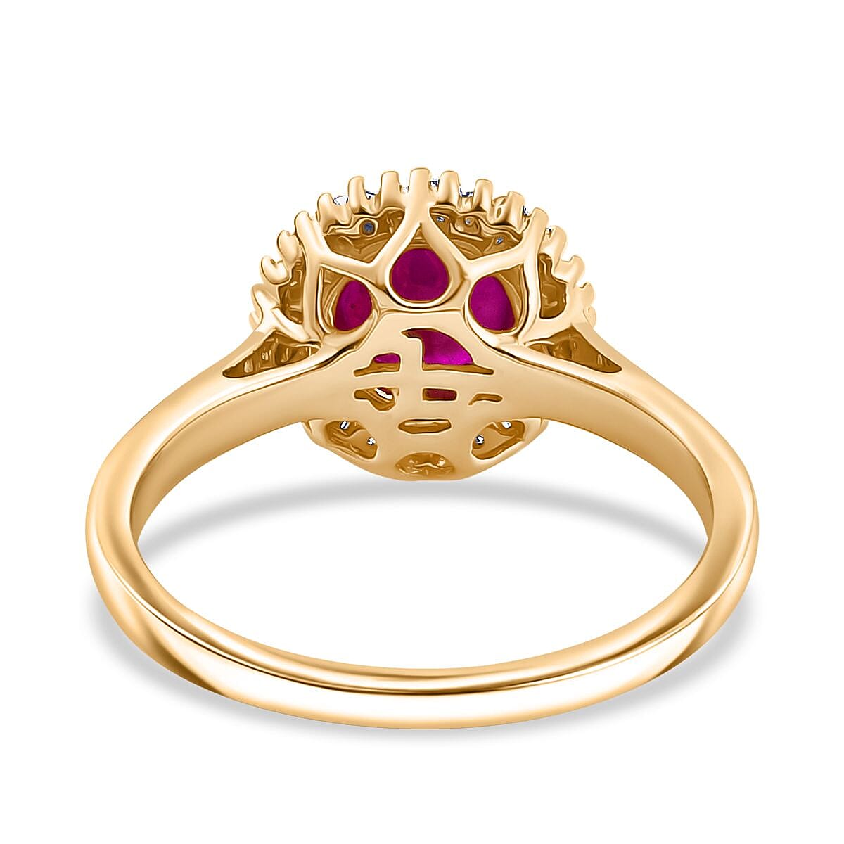 Brand New - 14K Yellow Gold AAA Taveta Ruby & Natural White Diamond (I2-G-H) Solitaire Ring 2.09 Ct.