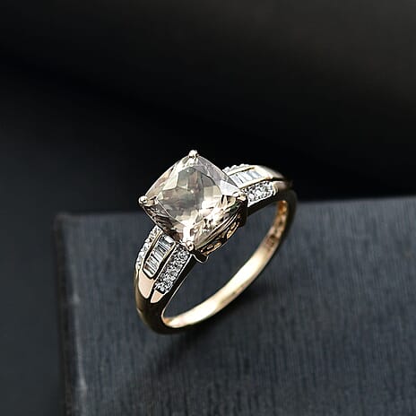 The Royal Cushion - AAA Turkizite (3.55Ct) & Natural White Diamond (I2-G-H) Ring in 14K Yellow Gold 4.10 Ct.
