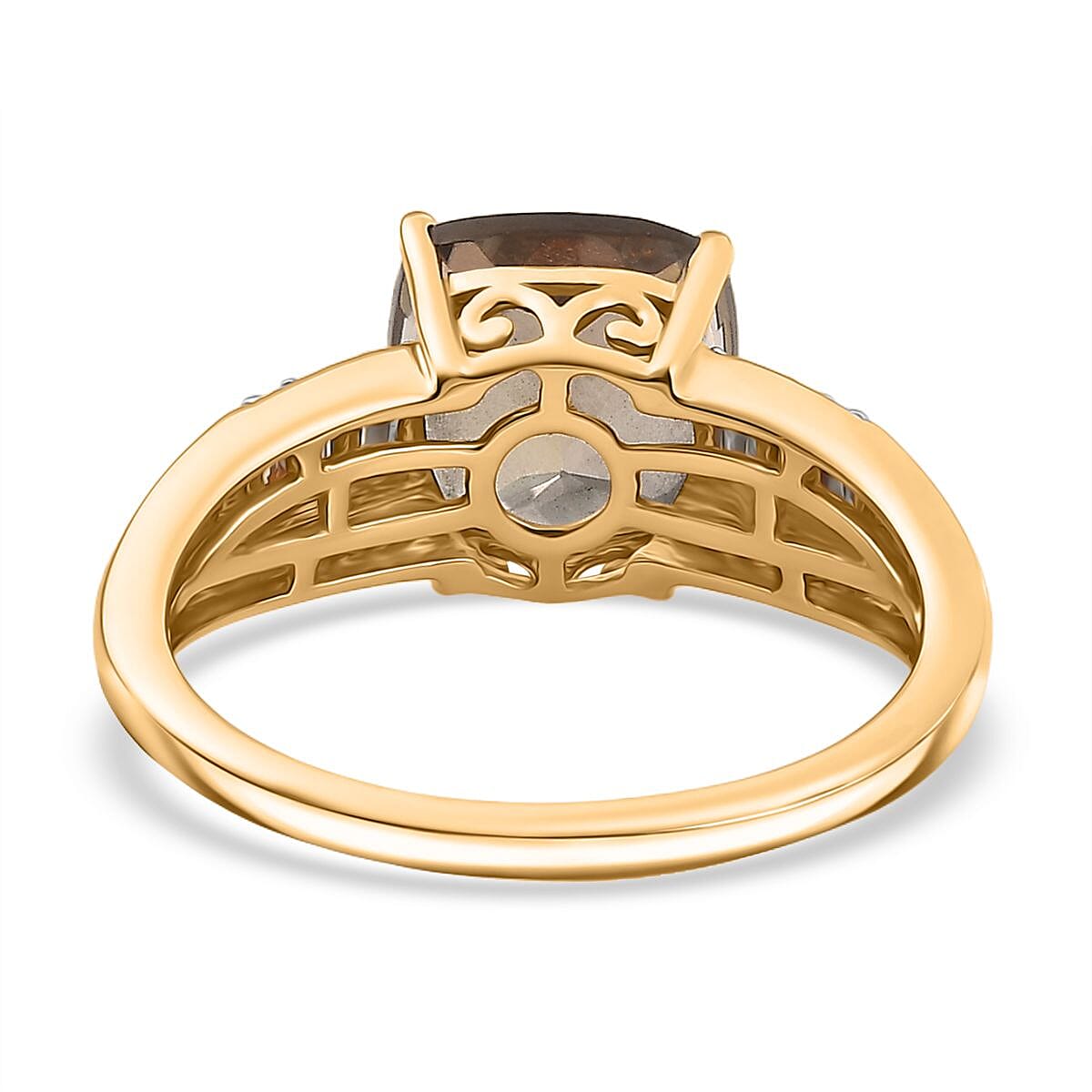 The Royal Cushion - AAA Turkizite (3.55Ct) & Natural White Diamond (I2-G-H) Ring in 14K Yellow Gold 4.10 Ct. The Royal Cushion - AAA Turkizite (3.55Ct) & Natural White Diamond (I2-G-H) Ring in 14K Yellow Gold 4.10 Ct.