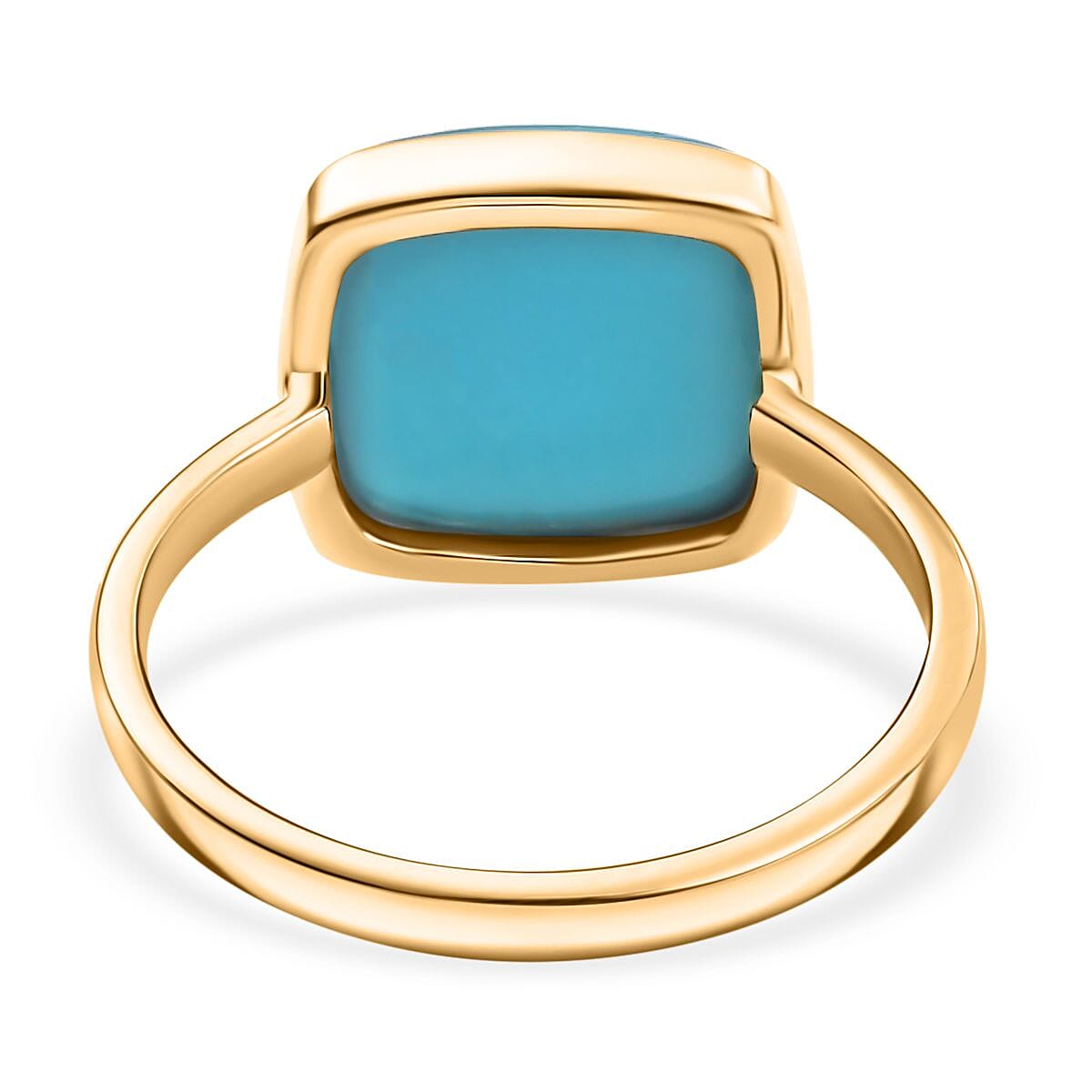 Tucson Show Preview Deal - 9K Yellow Gold Sleeping Beauty Turquoise (Cushion 12x12 mm) Solitaire Ring 5.70 Ct.