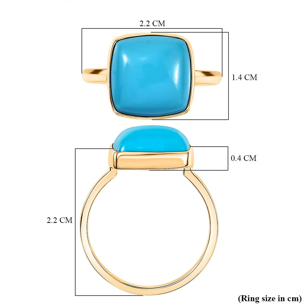 Tucson Show Preview Deal - 9K Yellow Gold Sleeping Beauty Turquoise (Cushion 12x12 mm) Solitaire Ring 5.70 Ct.