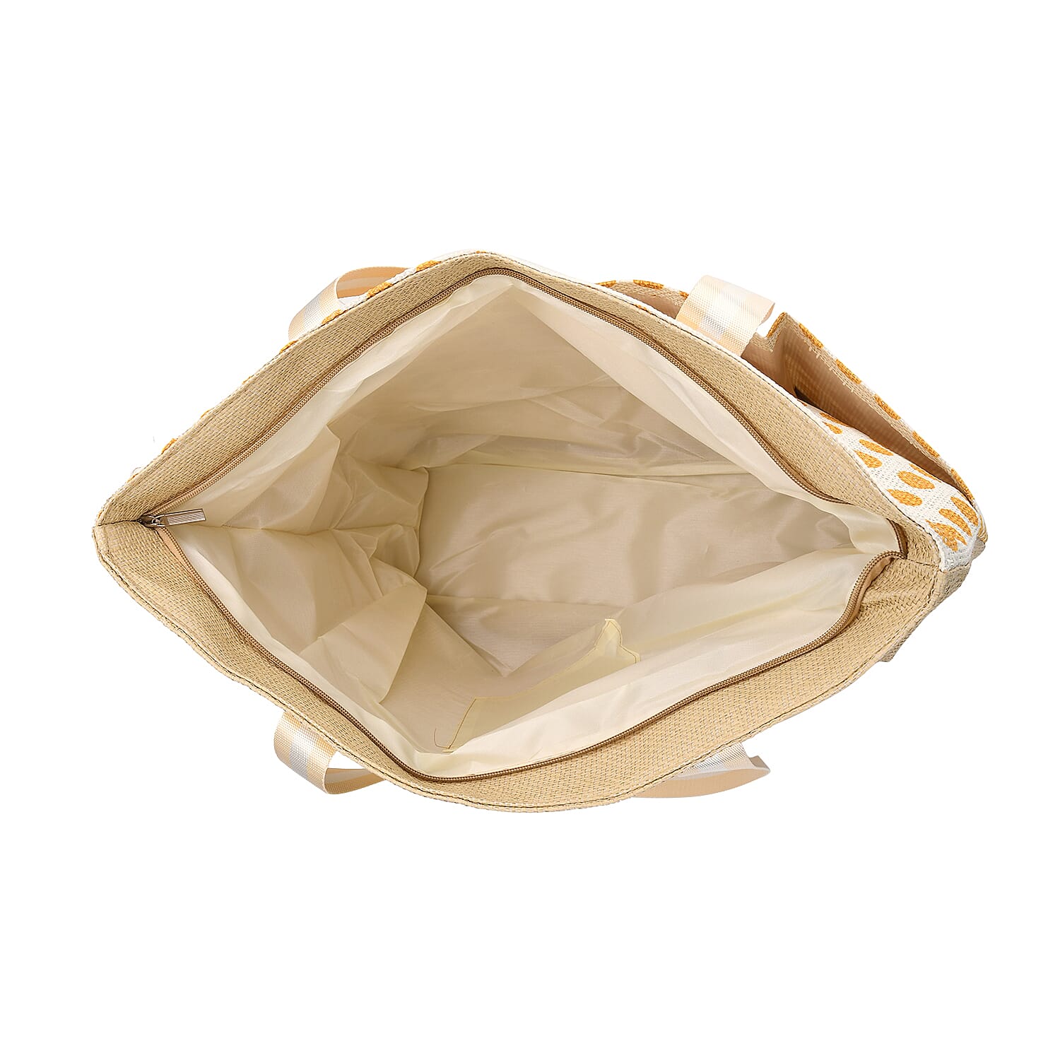 Set of 3- Polka Dot Pattern Tote Bag, Pouch & Picnic Mat - Yellow