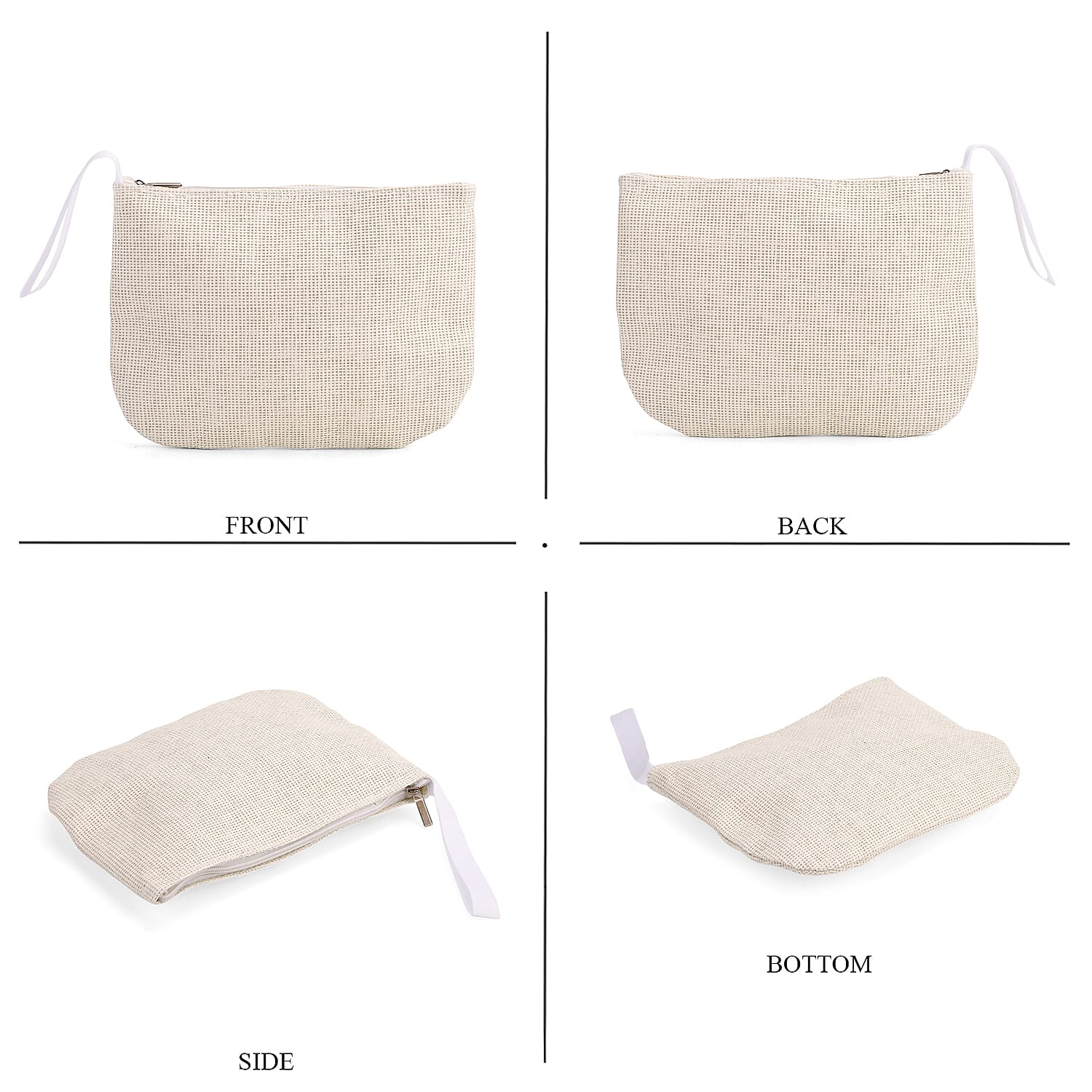 Set of 3- Fringe Color Striped Tote Bag, Pouch - Picnic Mat