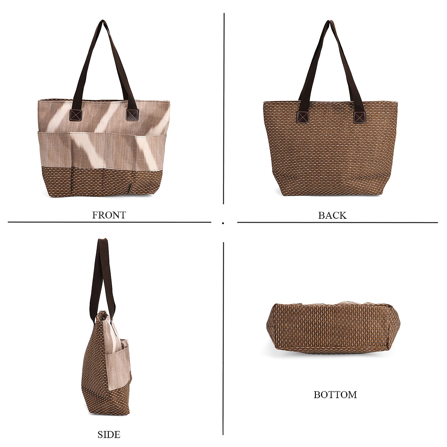 Set of 3- Tote Bag, Pouch - Picnic Mat - Khaki