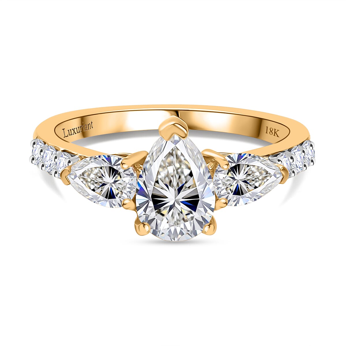 Luxuriant 18K Yellow Gold SGL Certified (VS-EF) Lab Grown Diamond Ring 2.00 Ct.