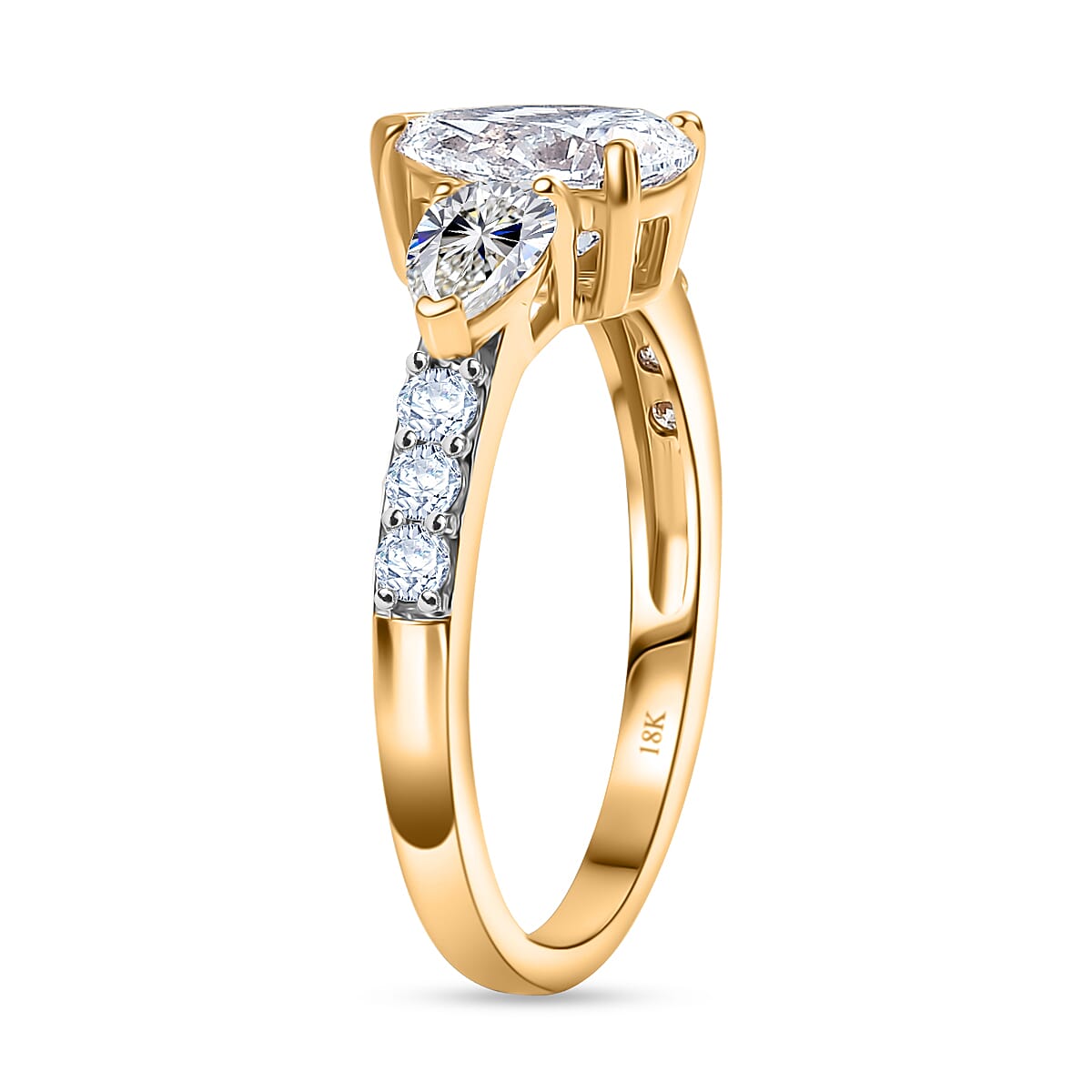 Luxuriant 18K Yellow Gold SGL Certified (VS-EF) Lab Grown Diamond Ring 2.00 Ct.