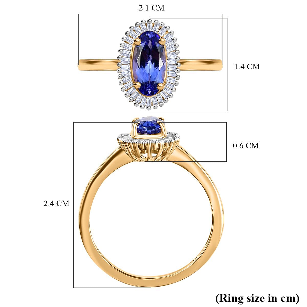 9K Yellow Gold AAA Tanzanite & White Diamond Ring 1.32 Ct. 9K Yellow Gold AAA Tanzanite & White Diamond Ring 1.32 Ct.