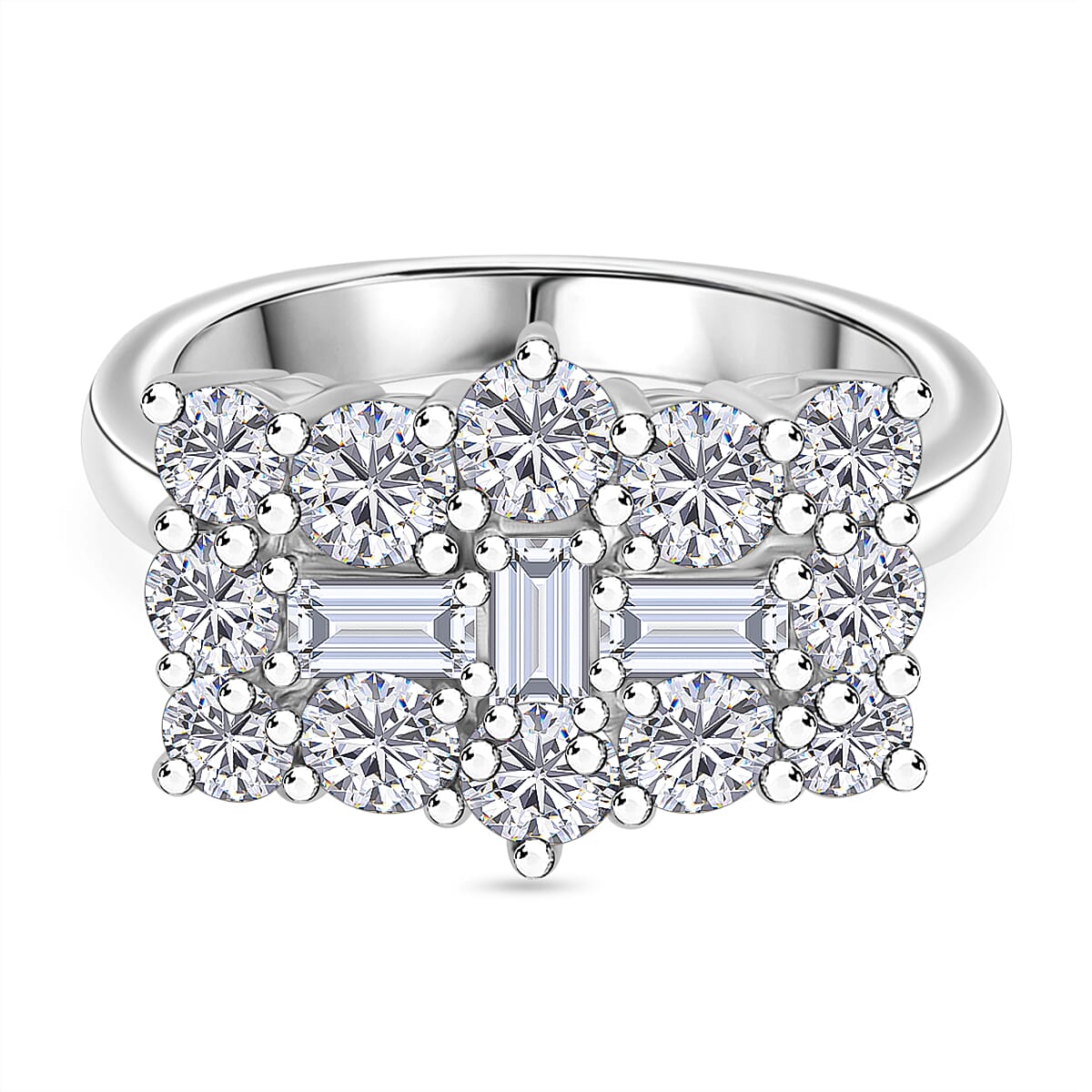 Moissanite Boat Ring in Sterling Silver 2.32 Ct.