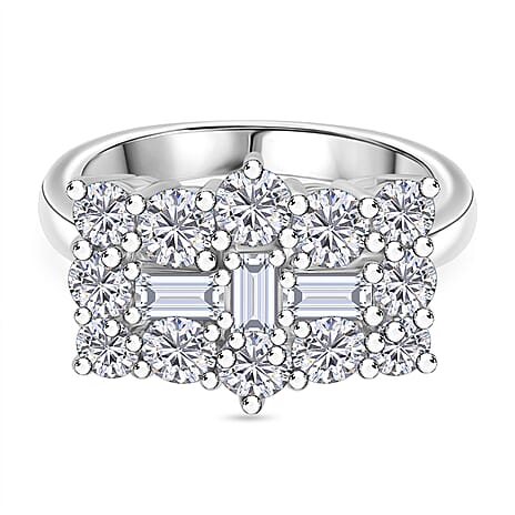 Moissanite Boat Ring in Sterling Silver 2.32 Ct.