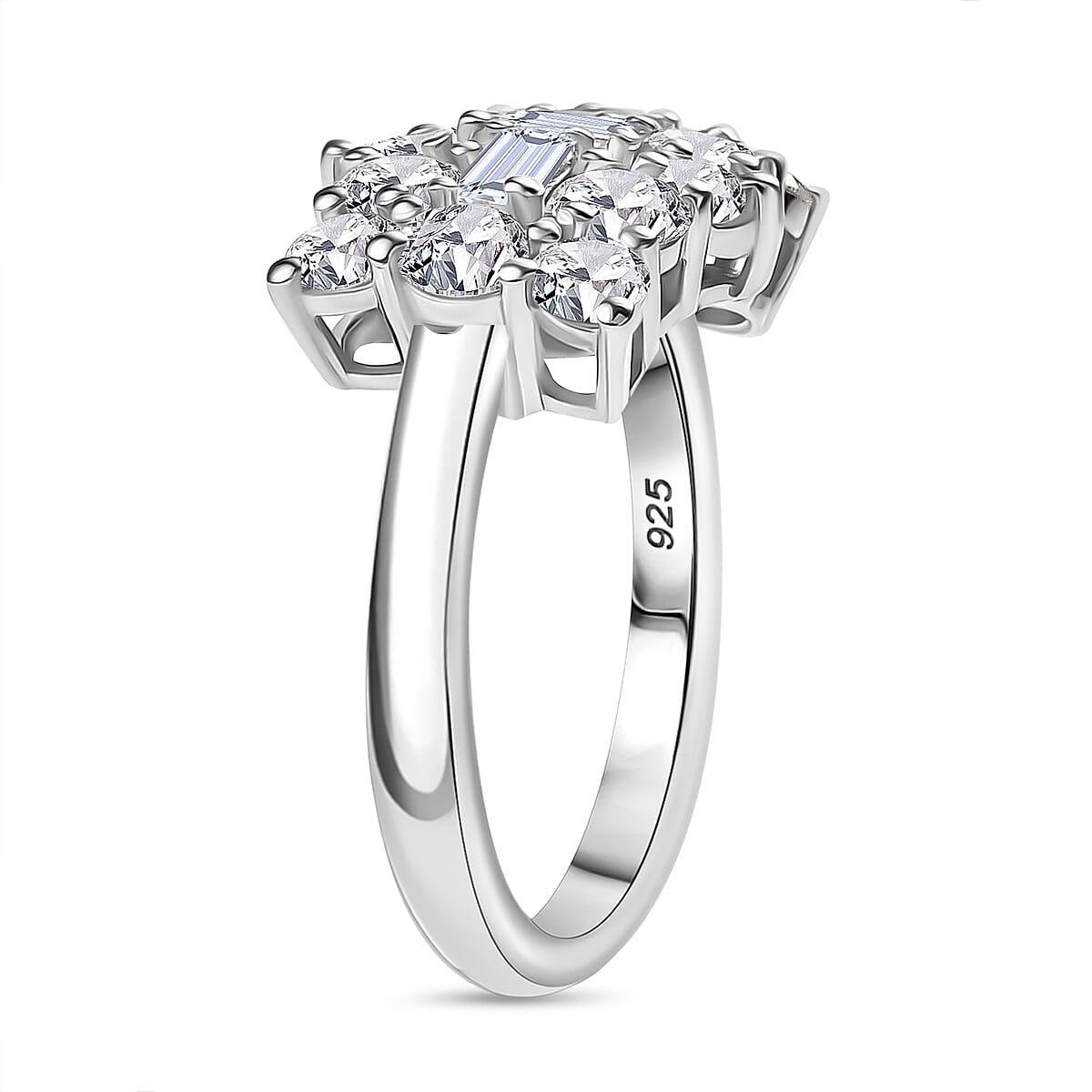 Moissanite Boat Ring in Sterling Silver 2.32 Ct.