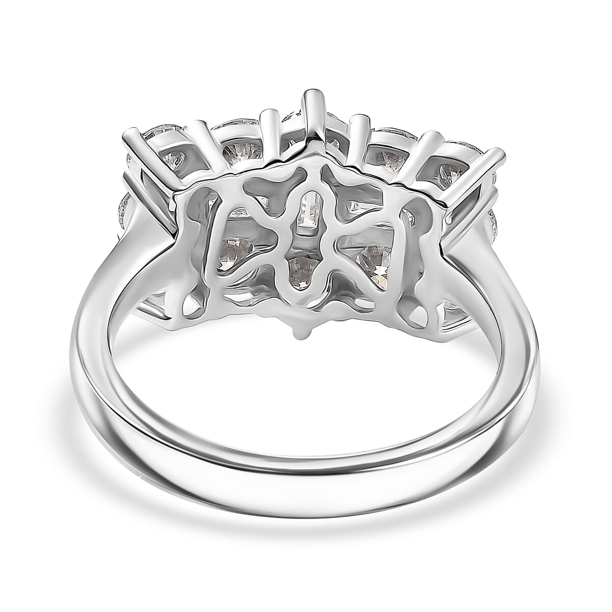 Moissanite Boat Ring in Sterling Silver 2.32 Ct.