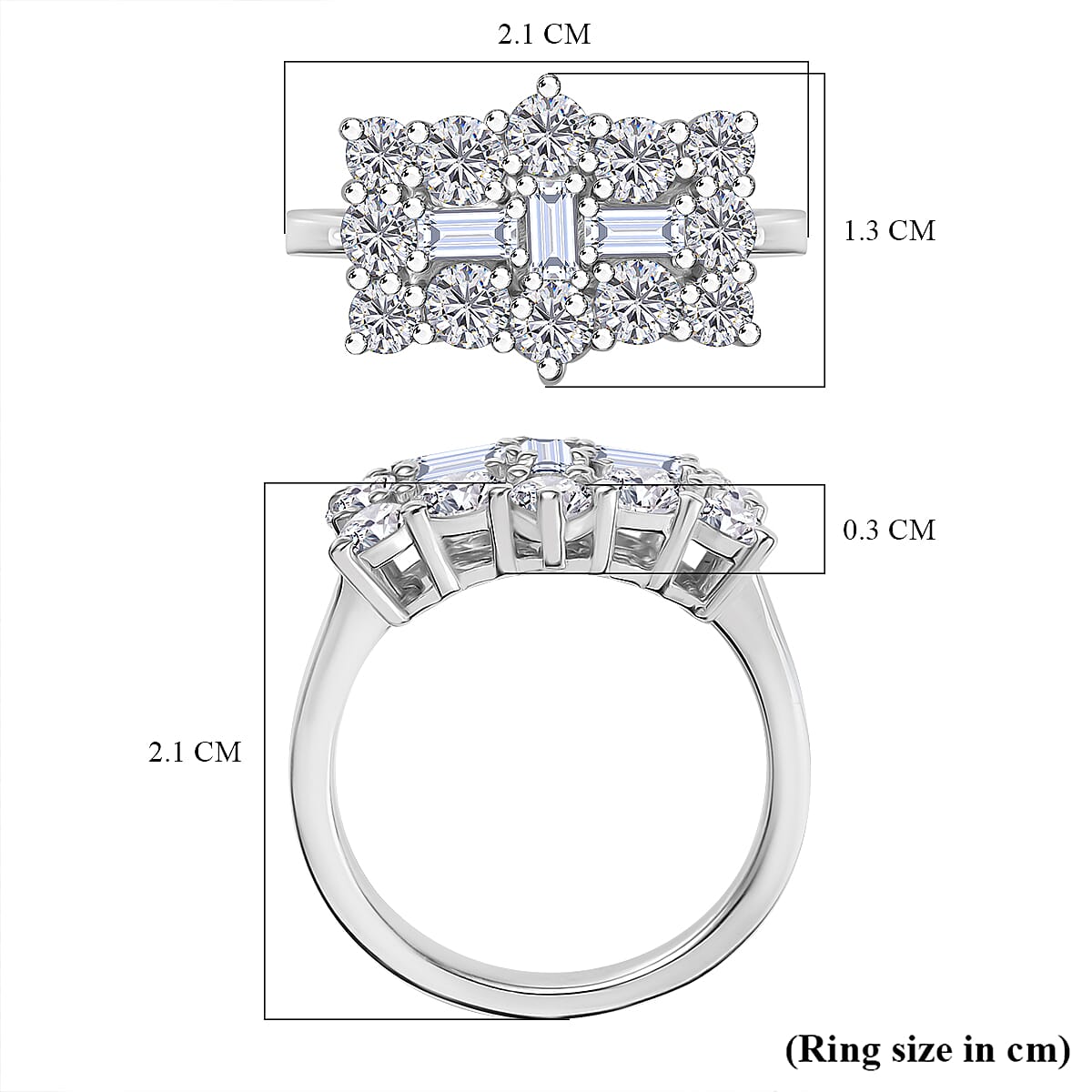 Moissanite Boat Ring in Sterling Silver 2.32 Ct.