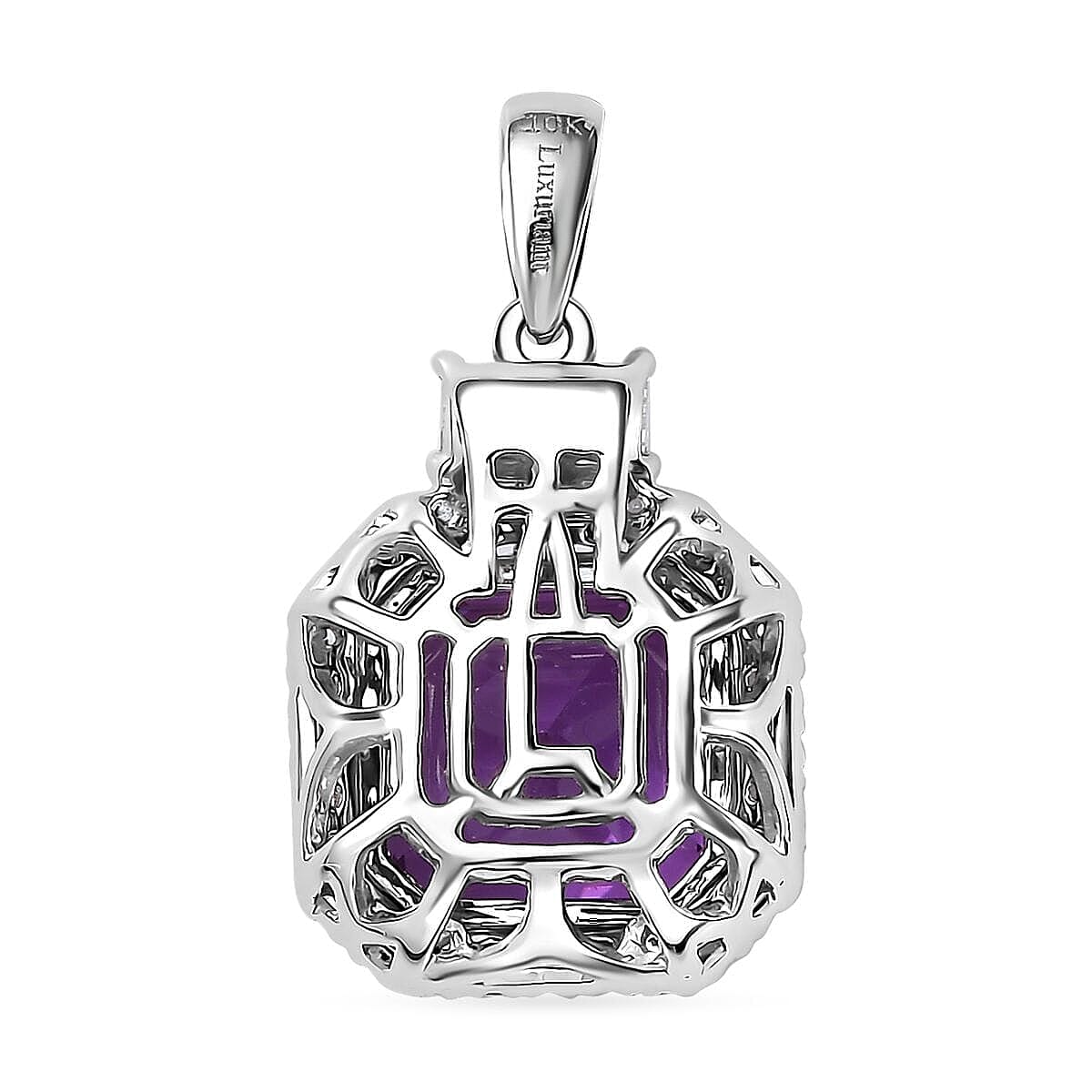 10K White Gold AAA Lab Grown Color Change Sapphire, Lab Grown Diamond Main Stone With Side Stone Pendant, Gold Wt.2.29 Gms 6.030 Ct. 10K White Gold AAA Lab Grown Color Change Sapphire, Lab Grown Diamond Main Stone With Side Stone Pendant, Gold Wt.2.29 Gms 6.030 Ct.