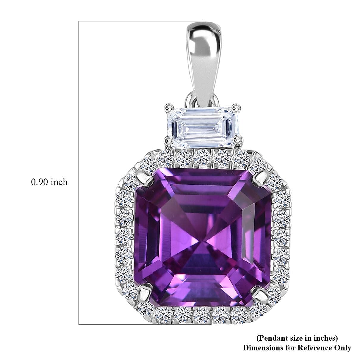 10K White Gold AAA Lab Grown Color Change Sapphire, Lab Grown Diamond Main Stone With Side Stone Pendant, Gold Wt.2.29 Gms 6.030 Ct. 10K White Gold AAA Lab Grown Color Change Sapphire, Lab Grown Diamond Main Stone With Side Stone Pendant, Gold Wt.2.29 Gms 6.030 Ct.