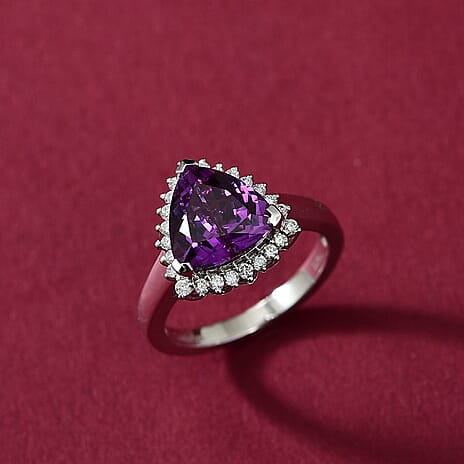 10K White Gold AAA Lab Grown Color Change Sapphire, Lab Grown Diamond Solitaire Ring, Gold Wt.3.52 Gms  3.870  Ct.