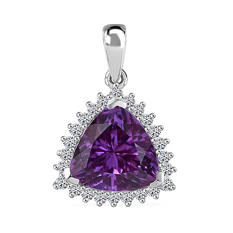 10K White Gold  AAA   Lab Grown Color Change Sapphire ,  Lab Grown Diamond  EF, VS Solitaire Pendant 5.28 ct,  Gold Wt. 1.86 Gms  3.870  Ct.