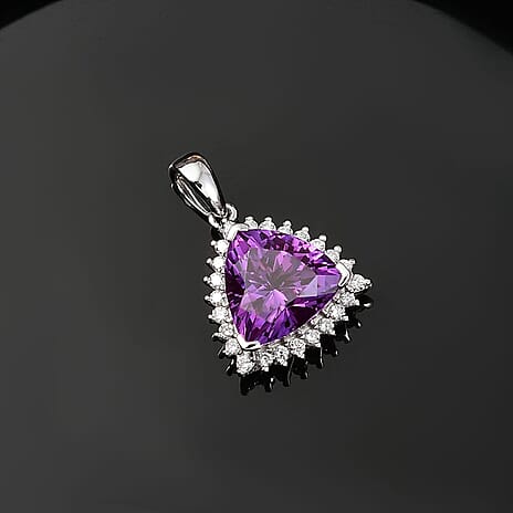 10K White Gold  AAA   Lab Grown Color Change Sapphire ,  Lab Grown Diamond  EF, VS Solitaire Pendant 5.28 ct,  Gold Wt. 1.86 Gms  3.870  Ct.