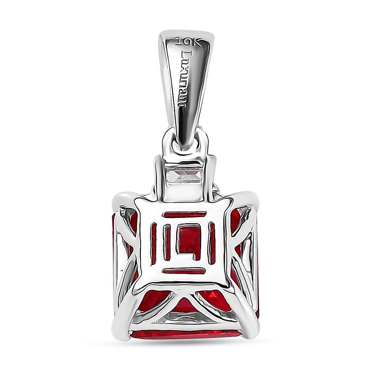 10K White Gold AAA Lab Grown Padparadscha Sapphire, Lab Grown Diamond Solitaire Pendant, Gold Wt.0.85 Gms  3.180  Ct.