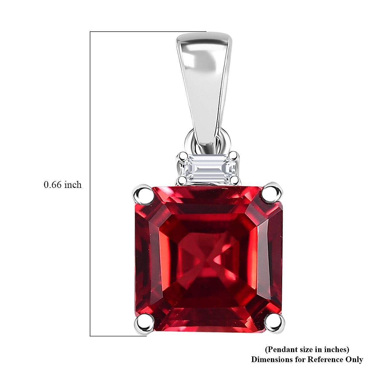 10K White Gold AAA Lab Grown Padparadscha Sapphire, Lab Grown Diamond Solitaire Pendant, Gold Wt.0.85 Gms  3.180  Ct.