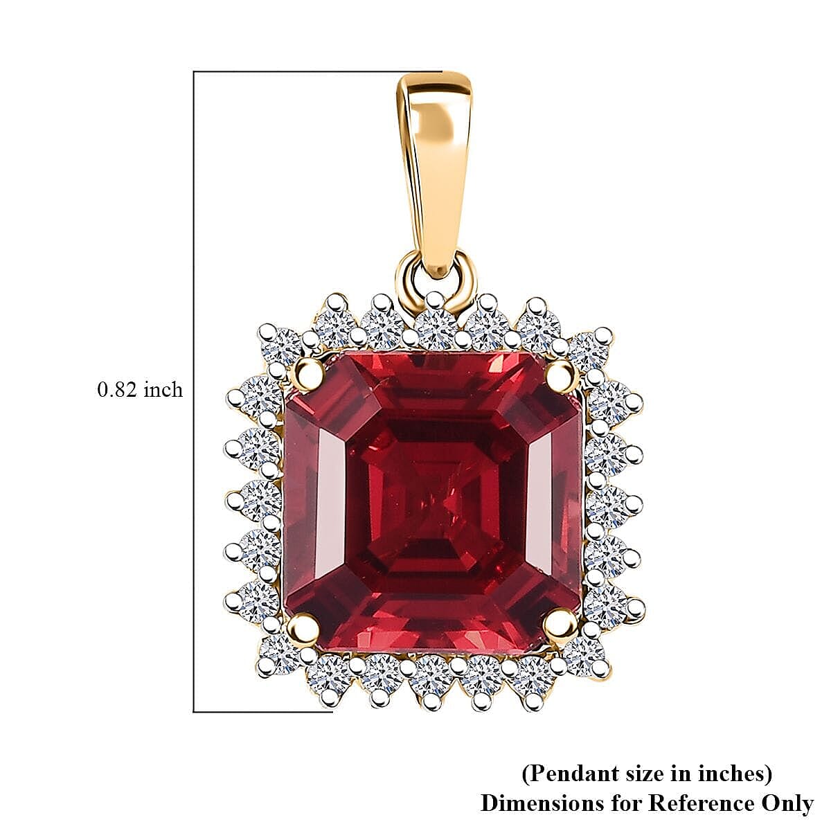 10K Yellow Gold AAA Lab Grown Padparadscha Sapphire, Lab Grown Diamond Main Stone With Side Stone Pendant, Gold Wt.1.95 Gms  5.860  Ct.