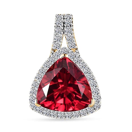 10K Yellow Gold  AAA   Lab Grown Padparadscha Sapphire ,  Lab Grown Diamond  EF, VS Solitaire Pendant 5.09 ct,  Gold Wt. 1.77 Gms  3.870  Ct.
