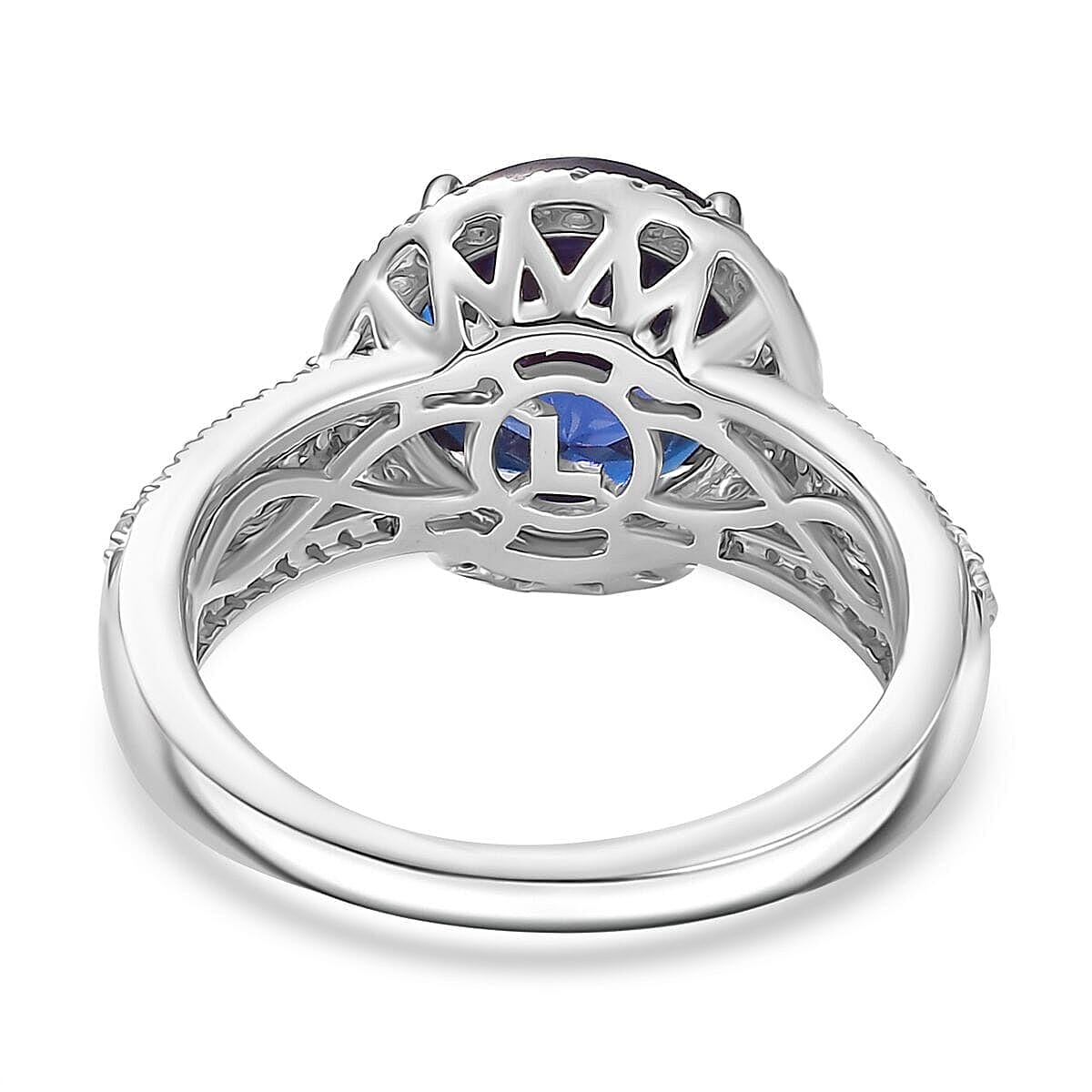 Luxuriant 9K White Gold AGI Certified AAA Lab Grown Alexandrite & VS-E-F Lab Grown Diamond Ring 5.63 Ct.