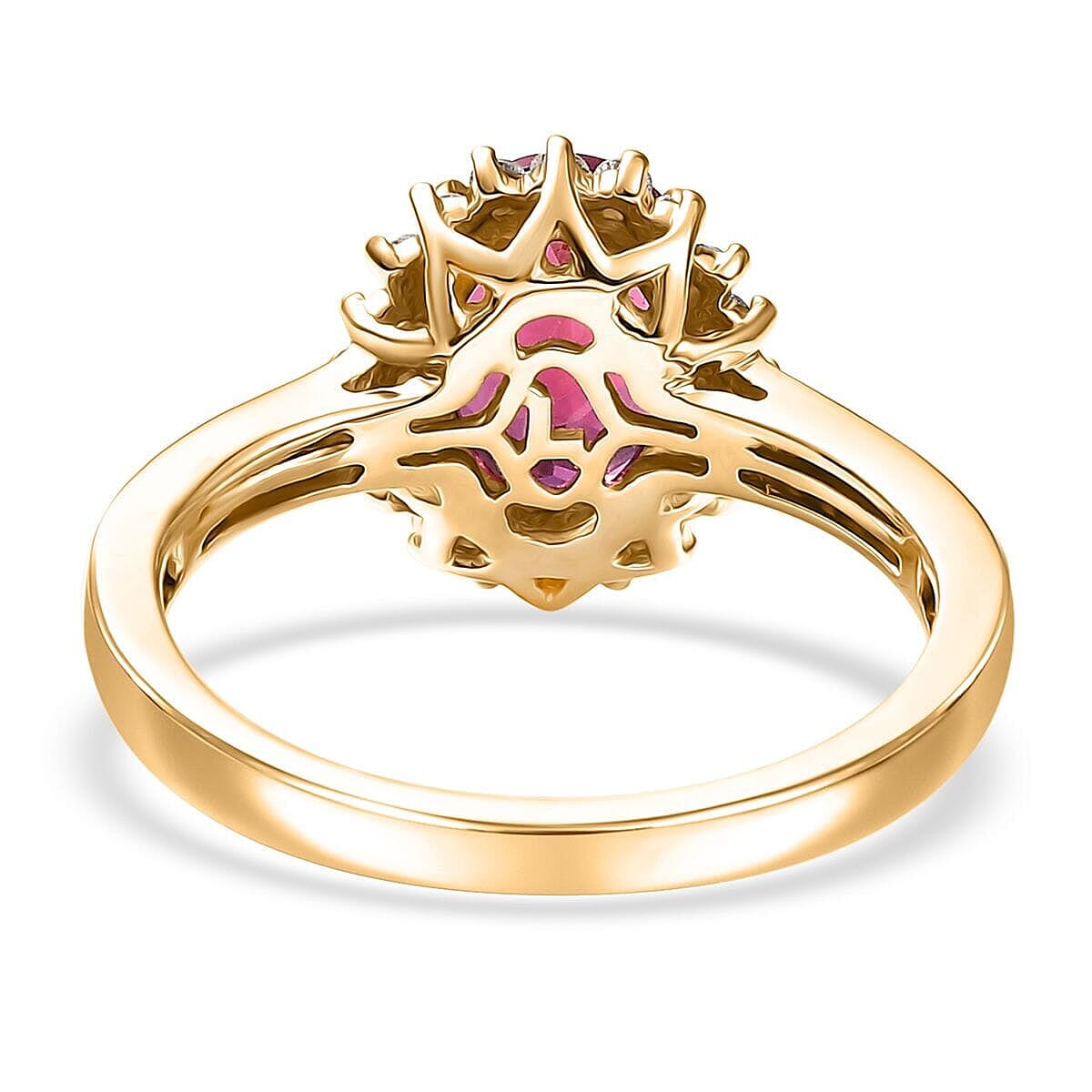 10K Yellow Gold AAA Lab Grown Bixbite, Lab Grown Diamond EF, VS Main Stone With Side Stone Ring, Gold Wt.3.35 Gms  2.148  Ct.