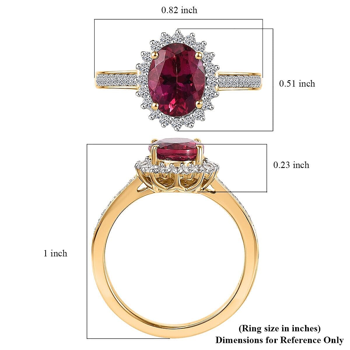 10K Yellow Gold AAA Lab Grown Bixbite, Lab Grown Diamond EF, VS Main Stone With Side Stone Ring, Gold Wt.3.35 Gms  2.148  Ct.